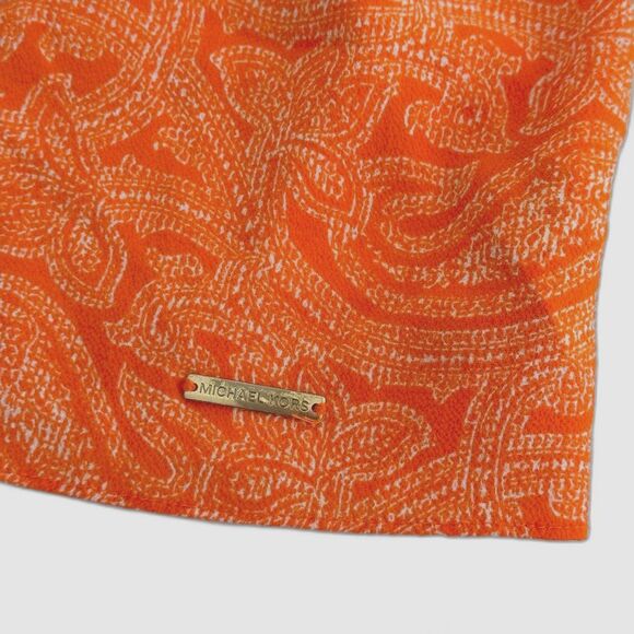 Women's Michael Kors Paisley Blouse Smocked Neck Back Zip Boho Flowy Sz Medium - Picture 5 of 7